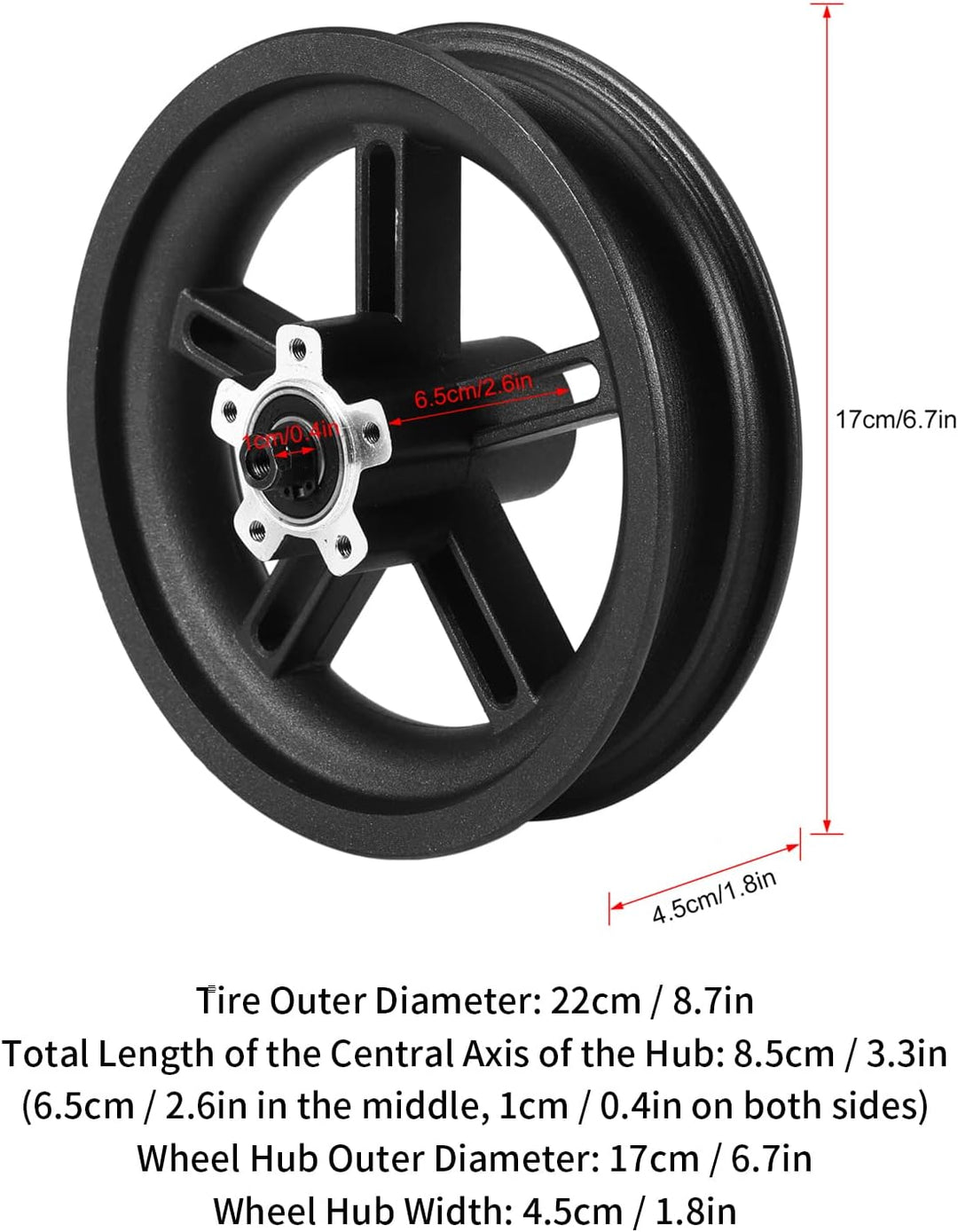 BuyWeek Elektroroller Hinterrad für Xiaomi M365/1S/Lite, 8,5 Zoll E-Scooter Hinterrad Aufblasbare Re