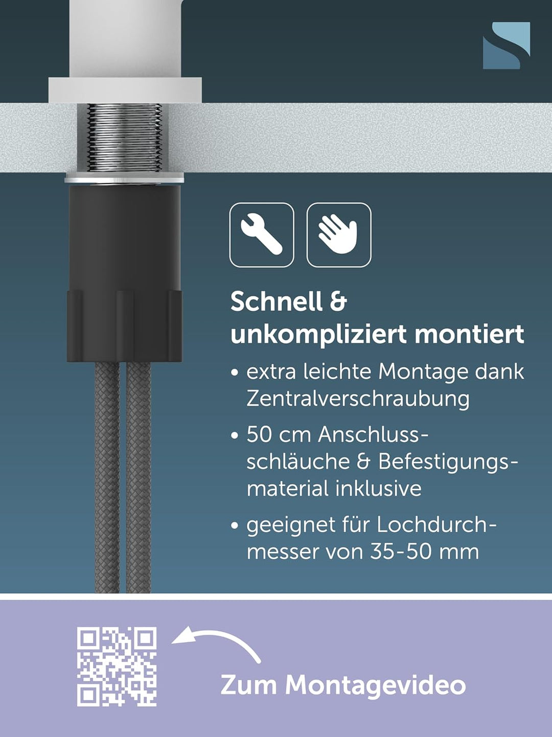SCHÜTTE 79161 Küchenarmatur CORNWALL, 360 Grad schwenkbarer Wasserhahn Küche, Mischbatterie für die