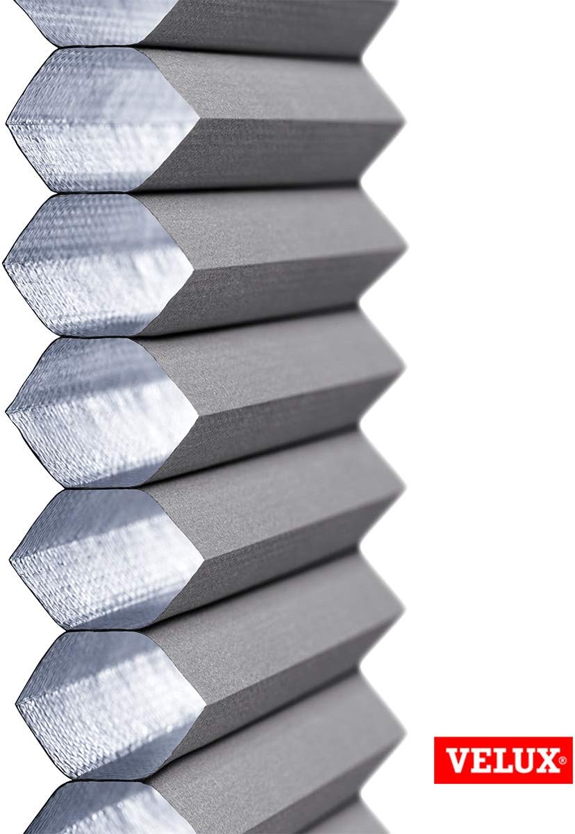 VELUX Original Wabenplissee, C02, Graphit, mit Grauer Führungsschiene B37 x H53 cm Schwarz, B37 x H5