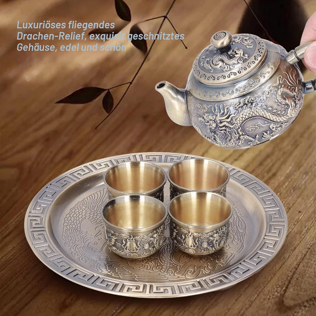 Vintage Coffee Pot Set, Metall Tee Set mit 4 Tassen und Tabletthilfemuster Marokkanischer Teekannens