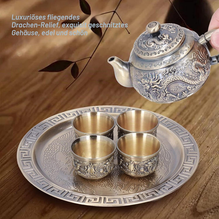 Vintage Coffee Pot Set, Metall Tee Set mit 4 Tassen und Tabletthilfemuster Marokkanischer Teekannens
