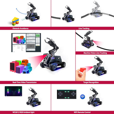 Adeept RaspTank WiFi Wireless Smart Robot Car Kit für Raspberry Pi 4/3 Modell B+/B, Panzerroboter mi