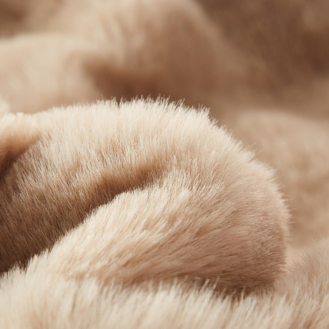 Kuscheldecke Beige Braun Khaki 220×240cm Flauschig Warm Weich Dick Sofadecke Couchdecke Wohnzimmer D