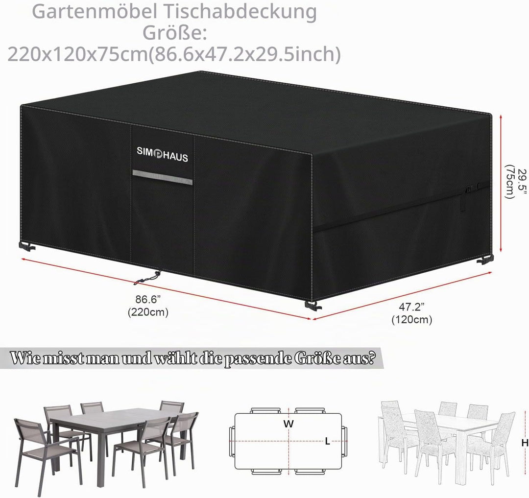 Abdeckung für Gartenmöbel Wasserdicht Abdeckplane Gartenmöbel | Abdeckhaube Gartentisch Schutzhülle