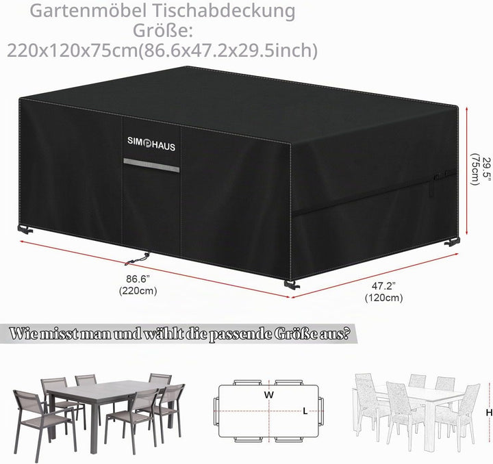 Abdeckung für Gartenmöbel Wasserdicht Abdeckplane Gartenmöbel | Abdeckhaube Gartentisch Schutzhülle