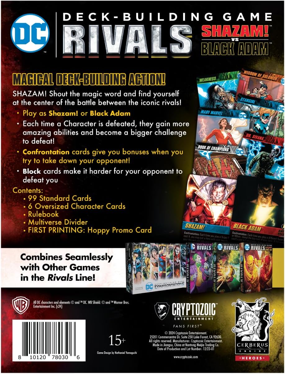 Cryptozoic DC Deck-Building Game: Rivals – Shazam! vs. Black Adam | 2-Player Strategy Card Game | St