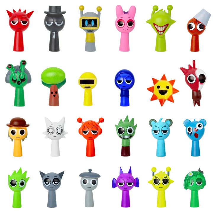 24 St. Bunte und seltsame Figuren Grosse Augen 4-5cm Mini-Spielzeug für Kinder Cartoon-Spiel-Charakt