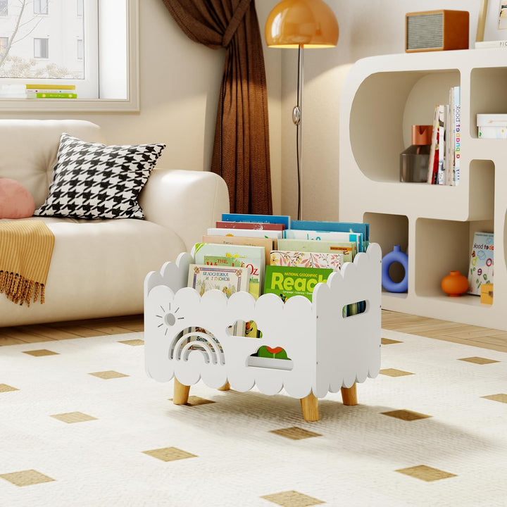 DUHARS Kinder Bücherregal Holz, Montessori Bücherregal Kinder, Bücherkiste Kinder für Leseecke, Baby