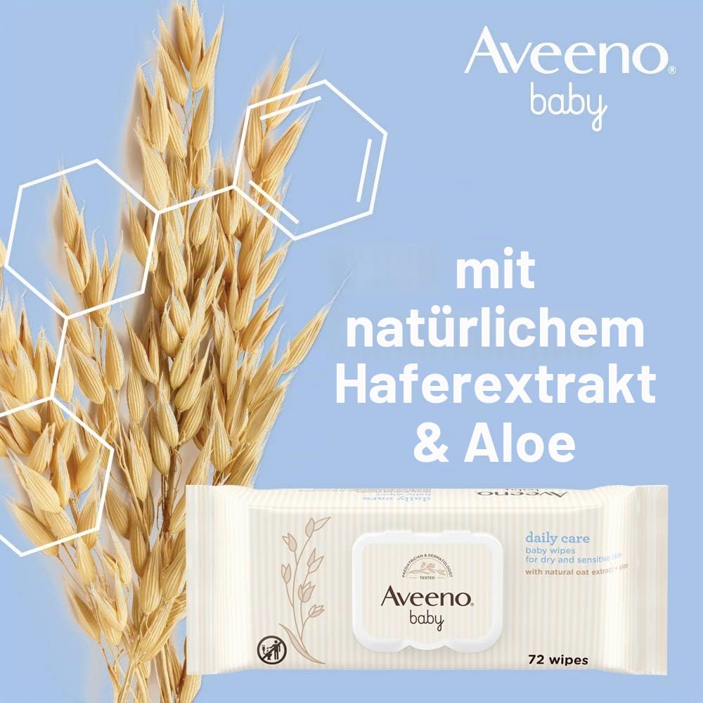 Aveeno Baby Daily Care Wipes Sensitive Skin Cleanse Gently And Efficiently Baby Essentials, White, 1