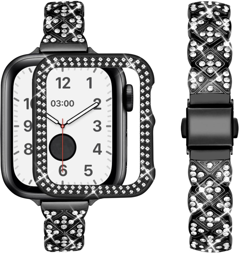 wutwuk Apple Watch Armband 42mm Glitzer Kompatibel mit Apple Watch 3 Armband 42mm mit Schutzhülle Sc