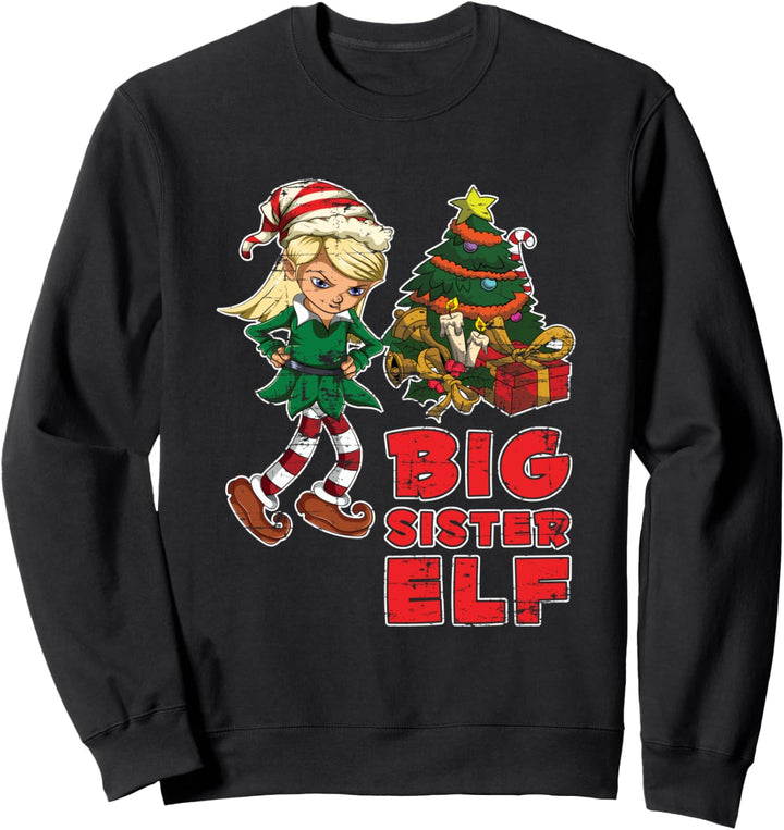 Schwester Elfe Pajama Outfit Geschenk Weihnachtselfe Sweatshirt