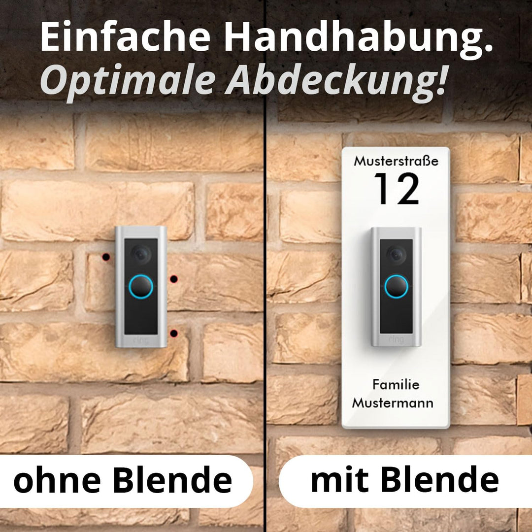 iSecur Personalisierte Blende passend für Ring Videotürklingel aus Acryl weiss I Doorbell Pro 2 I Kl