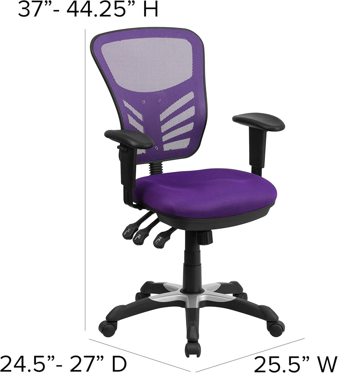 Flash Furniture Bürostuhl, ergonomisch, mit Mesh-Rückenunterstützung, geformtem und höhenverstellbar