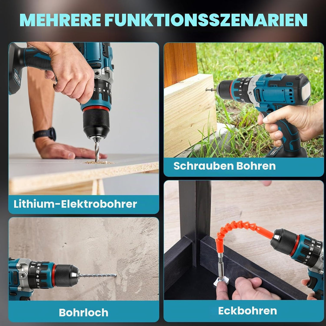 80 Nm bürstenloser Akku-Schlagbohrer, kompatibel mit Makita 18-V-Akku, 1/2-Zoll-Hammerbohrer, 2100 U