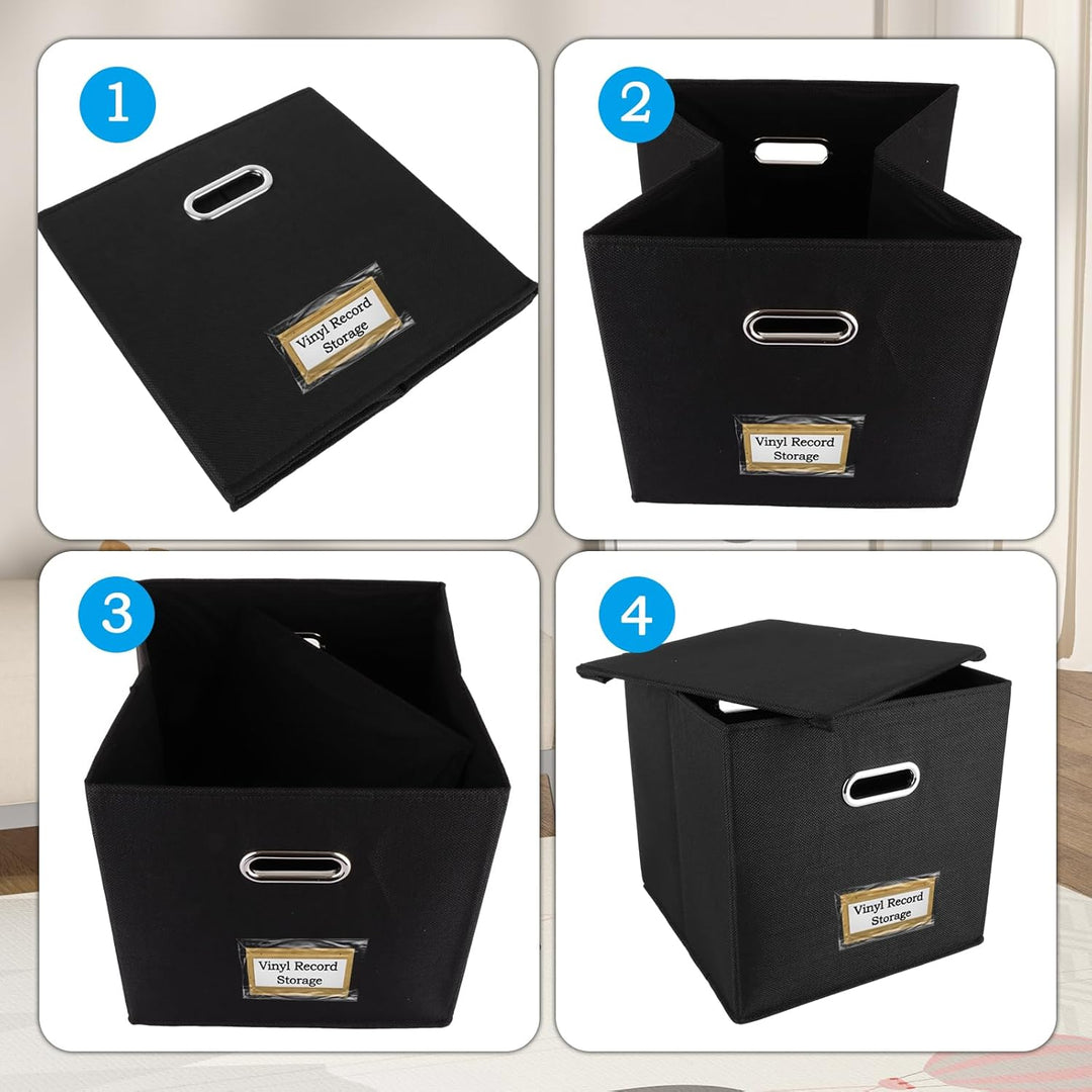 ASelected Vinyl-Schallplatten-Aufbewahrungsbox, 33 x 33 x 33 cm, für bis zu 90 einzelne Schallplatte