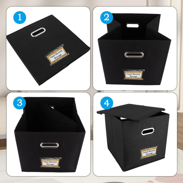 ASelected Vinyl-Schallplatten-Aufbewahrungsbox, 33 x 33 x 33 cm, für bis zu 90 einzelne Schallplatte