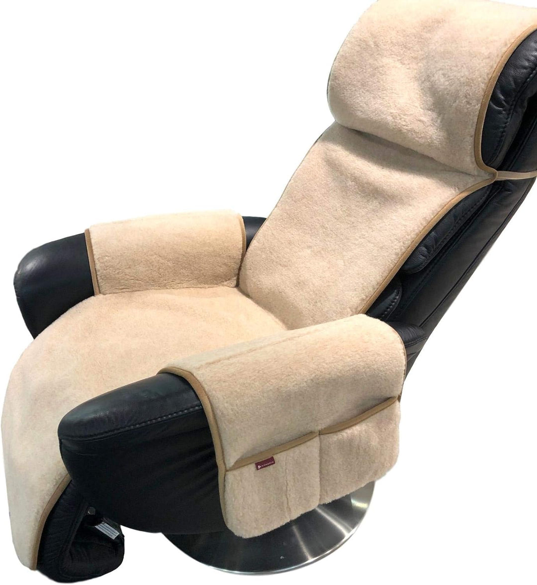 Alpenwolle Sesselschoner Relaxsessel Alpaca mit Taschen und Befestigung Überwurf Sitzauflage 100% Wo