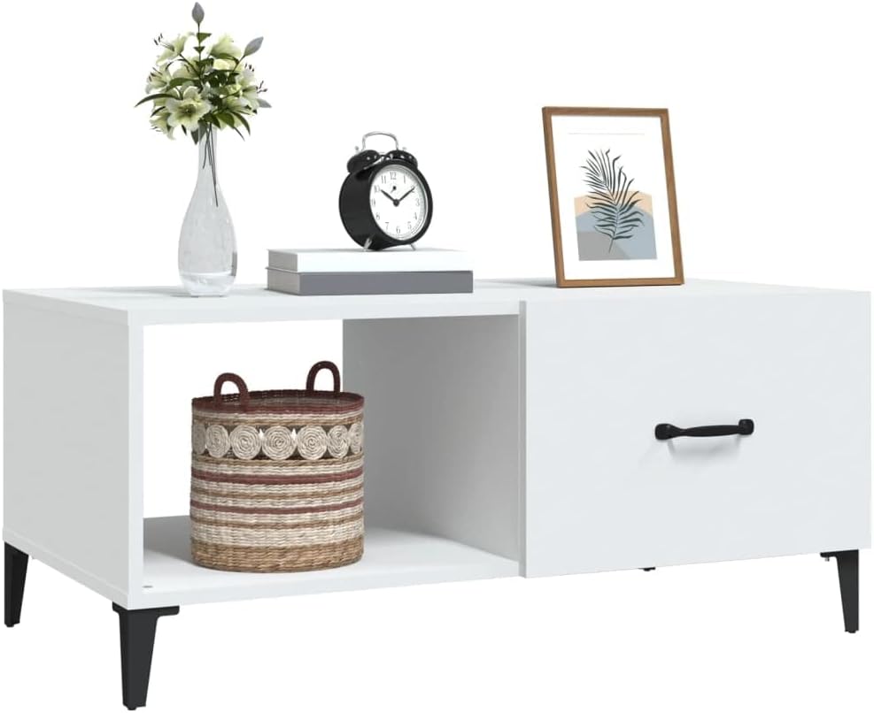 FIRBNUS Coutischtisch Modern Beistelltisch mit 2 Fächer Telefontisch Wohnzimmertisch Stilvollen Desi