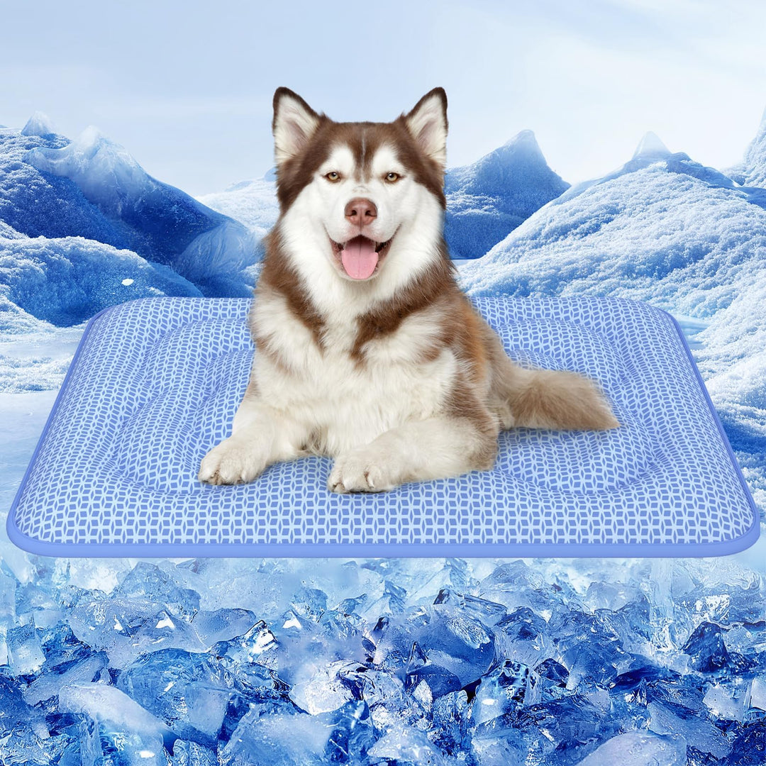 Rywell Kühlmatte Hund 90x70 cm, 3 cm Extra Dick &amp; Gelenkschonend, Farbwechsel-Selbstkühlend mit Arc-