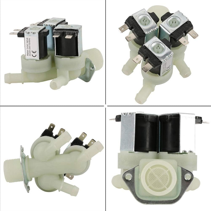 TOPINCN Solenoid Ventil 3 Weg Wasserzufluss N/C Normal geschlossen elektrisch Magnetventil AC 220 V