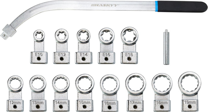 HASKYY 15tlg. Spannrollenschlüssel Set Keilriemen Zahnriemen spannen Spannschlüssel Torx Vielzahn E-