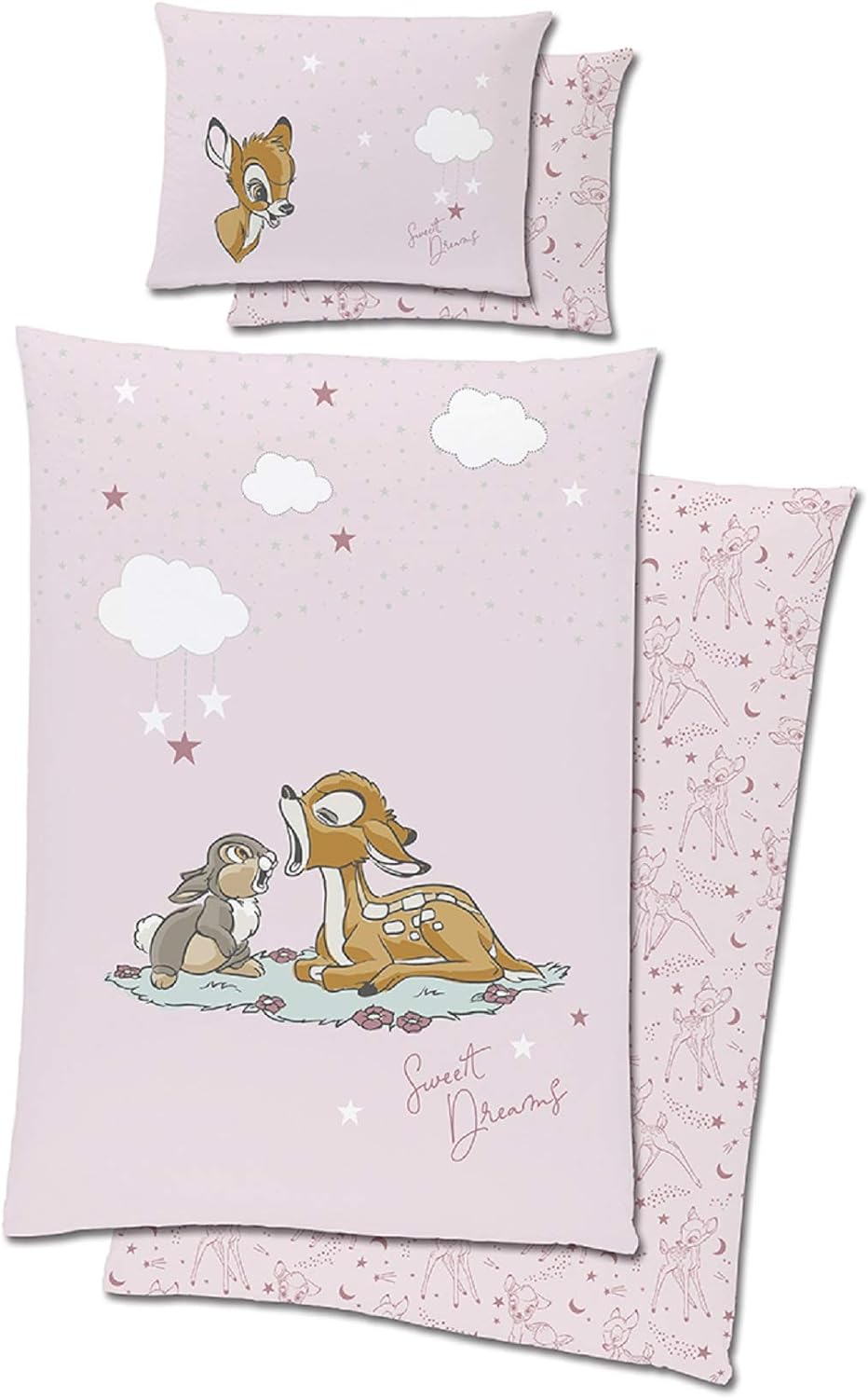 Bettendreams Disney Kleinkind Baby-Bettwäsche Bambi Dreams 100x135 + 40x60 cm 100% Baumwolle Klopfer