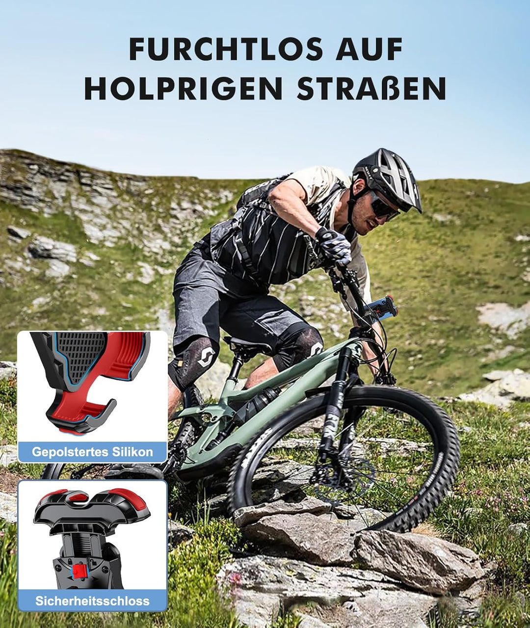 Babacom Handyhalterung Fahrrad Lenker, [1s-Sperre] [Sicherer Schutz] Handyhalterung Motorrad, Anti S
