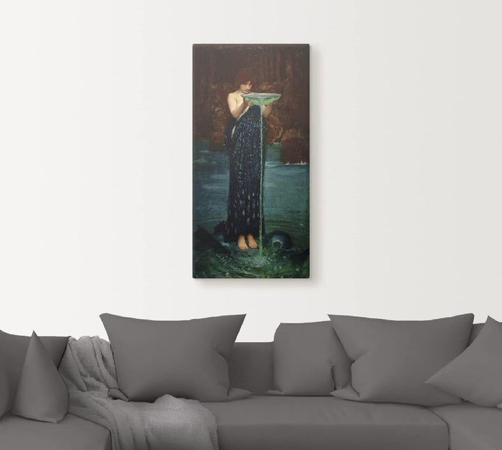 ARTland Leinwandbilder Wandbild Bild auf Leinwand 50x100 cm Wanddeko Frau See Schale Wasser Gift Ovi