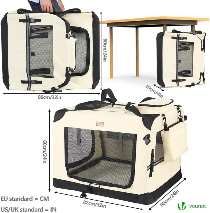 VOUNOT Hundebox faltbar, Transportbox Katze Hunde, Hundetasche, Oxford-Gewebe, Netzstoff, Atmungsakt