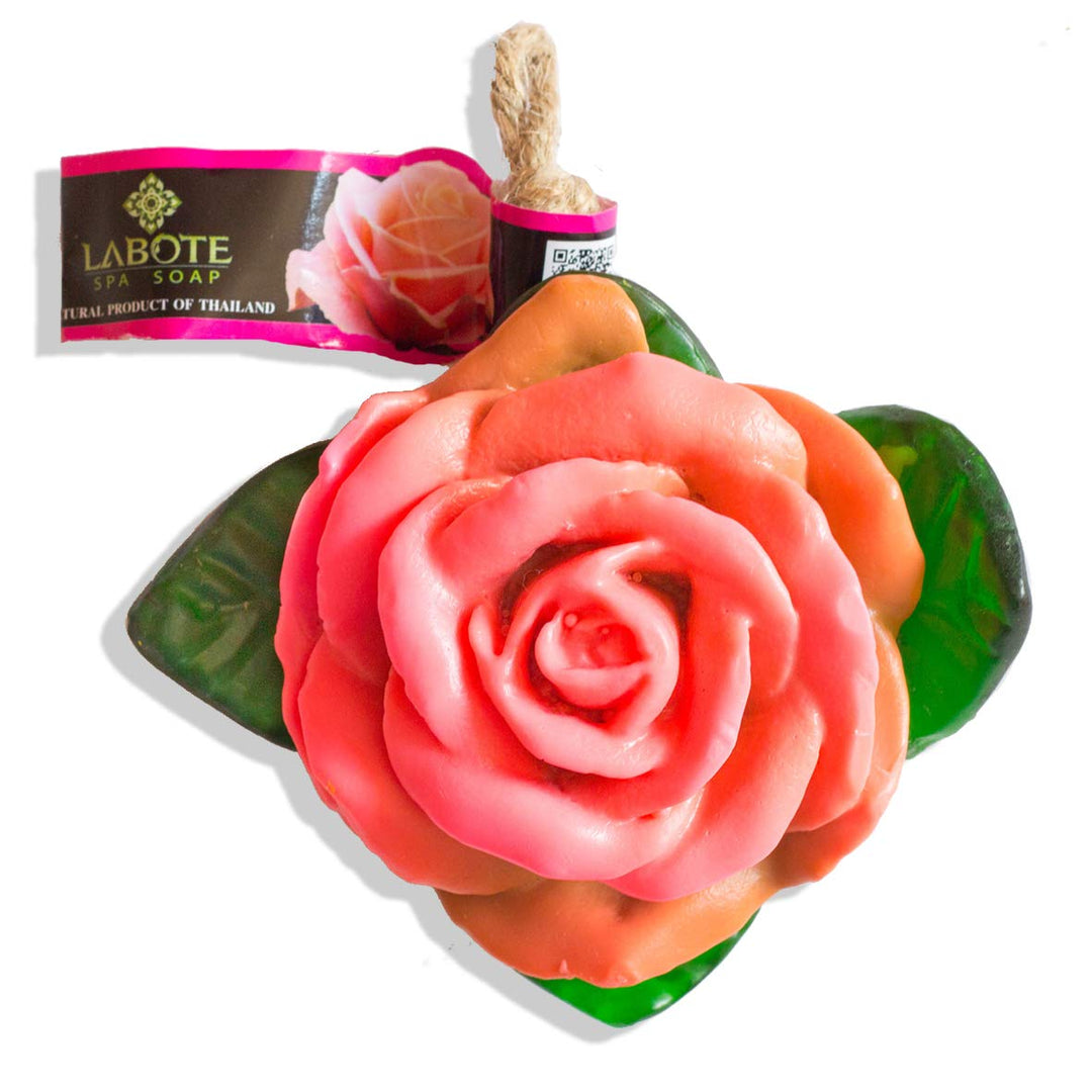 LABOTE Handgemachte thailändische Bio Naturseife Rose Rosa mit typischem Duft, 10 Stück, 1000 g