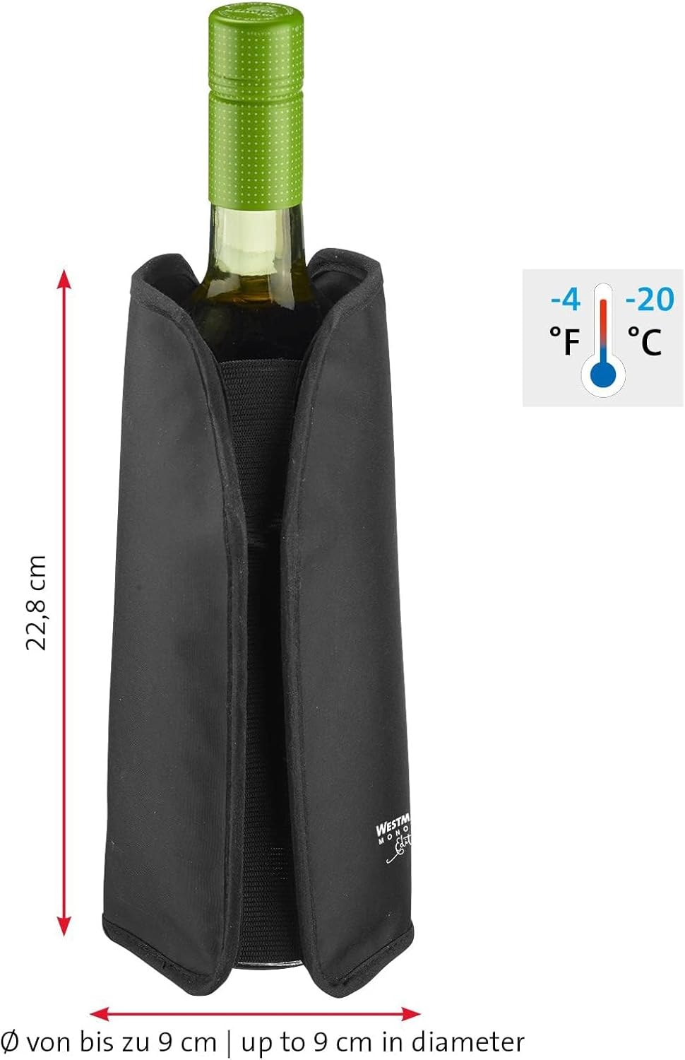 Westmark Kühlmanschette, Für z.B. Sprudel-, Wein- oder Sektflaschen, Für Flaschendurchmesser bis 9 c