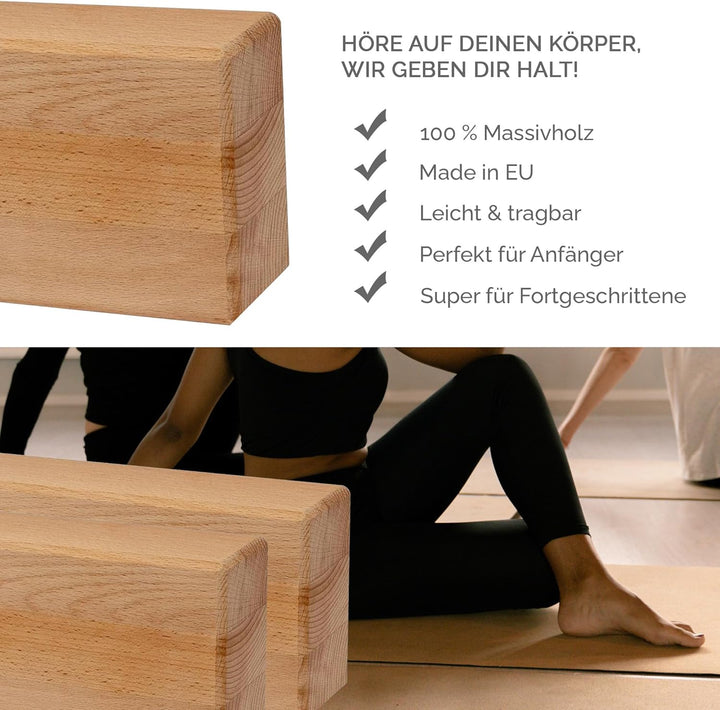 Yogablock Holzklötze für Yoga Pilates Stretching und Meditation Natürlich umweltfreundlich stabile U
