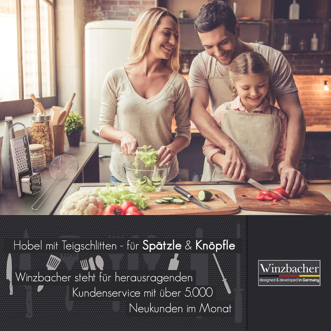 Winzbacher Edelstahl Spätzlehobel + Schöpflöffel [Topf Ø von 16-30cm] Spülmaschinenfest | Rostfrei |