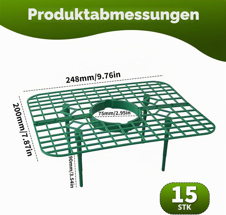 15 Stück Erdbeerstützen ständer, Quadratisch Erdbeerreifer, Abnehmbares Erdbeergitter, Grün