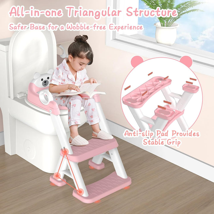 Toilettensitz Kinder mit Treppe, 2-in-1 Kinder Toilettensitz ür ab Kleinkinder Jungen und Mädchen, U