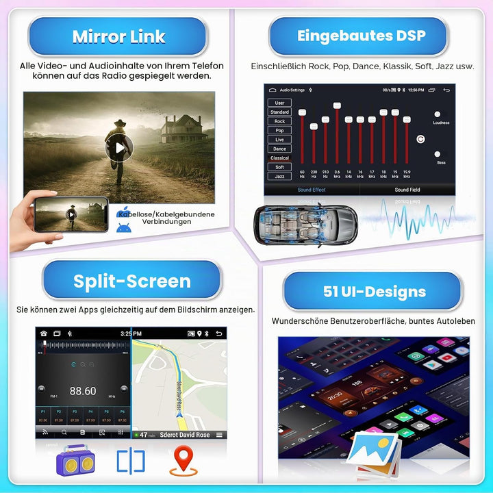 [2G+64G] Hikity Autoradio Navi Für VW Golf 5 Golf 6 T5 Touran EOS Polo Passat Sharan Android Wireles