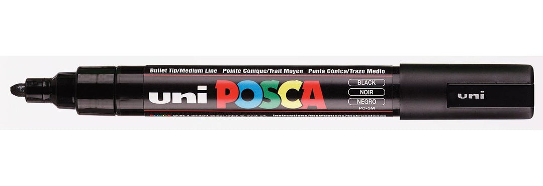 Uni Posca PC5M Filzstift M-Spitze 1,8 - 2,5 mm Strichbreite 12 Stück schwarz, schwarz