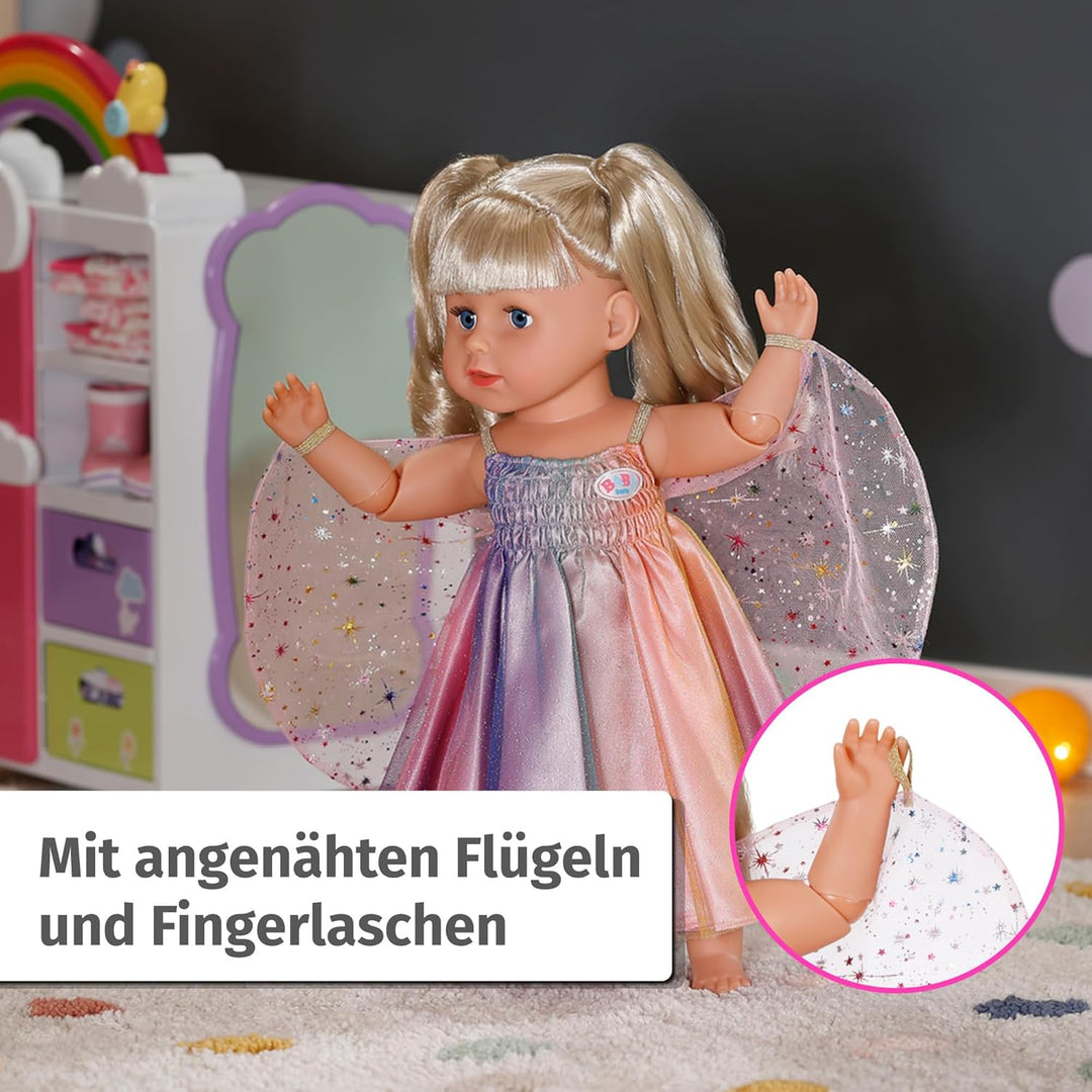 Baby Born Regenbogenkleid, Puppenkleid mit Flügeln und Glitzer für 43cm Puppen, 836132 Zapf Creation