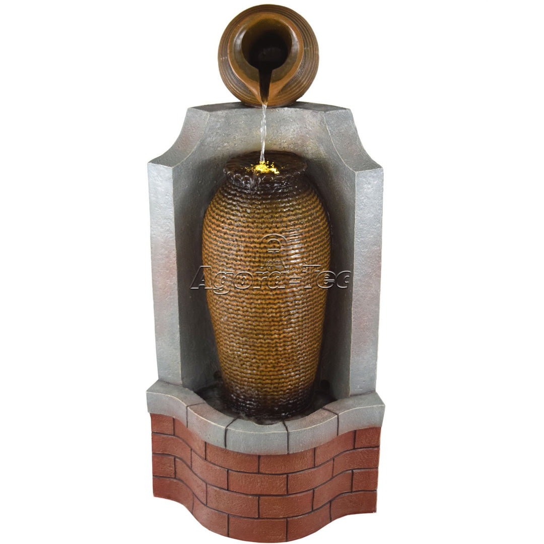 Agora-Tec® Gartenbrunnen Amphora Wasserspiel & Zimmerbrunnen mit LED Beleuchtung 75 cm hoch