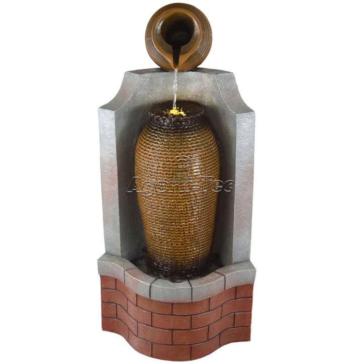 Agora-Tec® Gartenbrunnen Amphora Wasserspiel & Zimmerbrunnen mit LED Beleuchtung 75 cm hoch