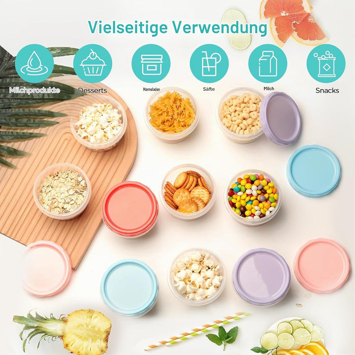 VINATO 18Pcs Frischhaltedosen Mit Deckel, 250ml Kleine Dosen Mit Deckel Plastik, Lebensmittelbehälte