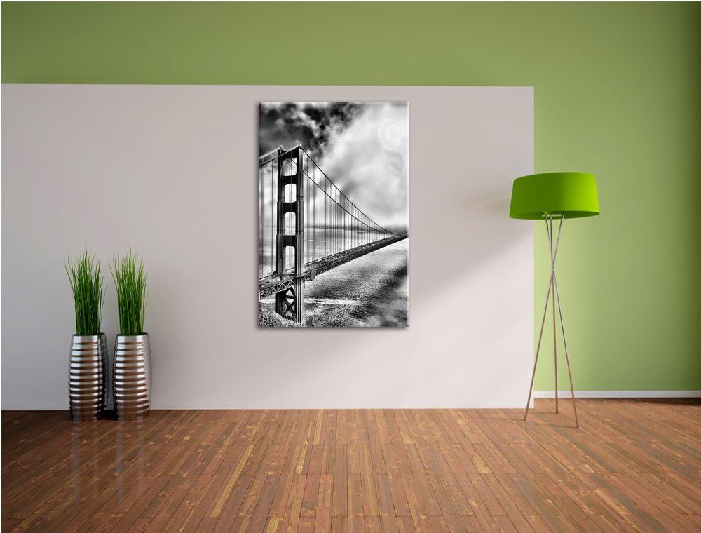 Pixxprint Monocrome, Golden Gate Bridge San Francisco, Format: 100x70 auf Leinwand, XXL riesige Bild
