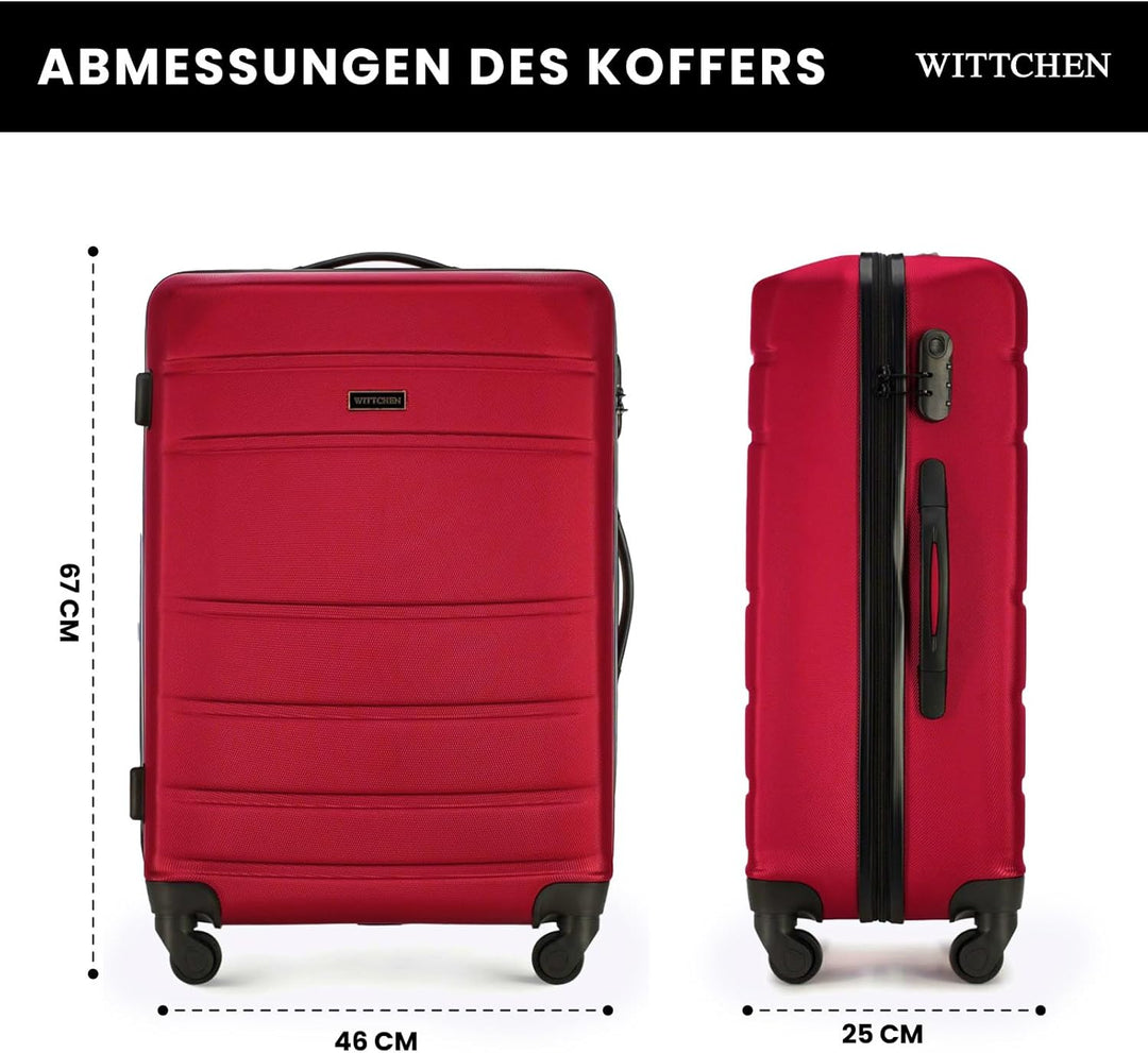 WITTCHEN Mittlerer Koffer Trolley Koffer Reisekoffer aus ABS Hartschalen Trolley 4 Rollen Kombinatio