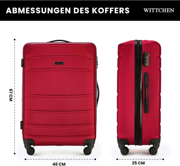 WITTCHEN Mittlerer Koffer Trolley Koffer Reisekoffer aus ABS Hartschalen Trolley 4 Rollen Kombinatio