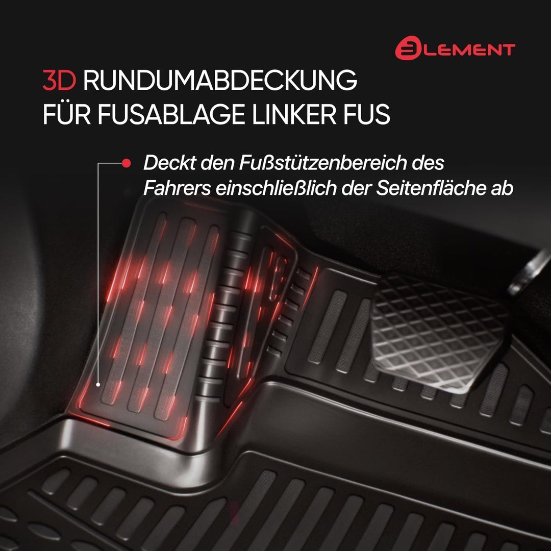 Element 3D Gummimatten Set passend für Skoda Kodiaq | Mk1 I | Baujahr 2016-2024 | Obere Ladebodenste