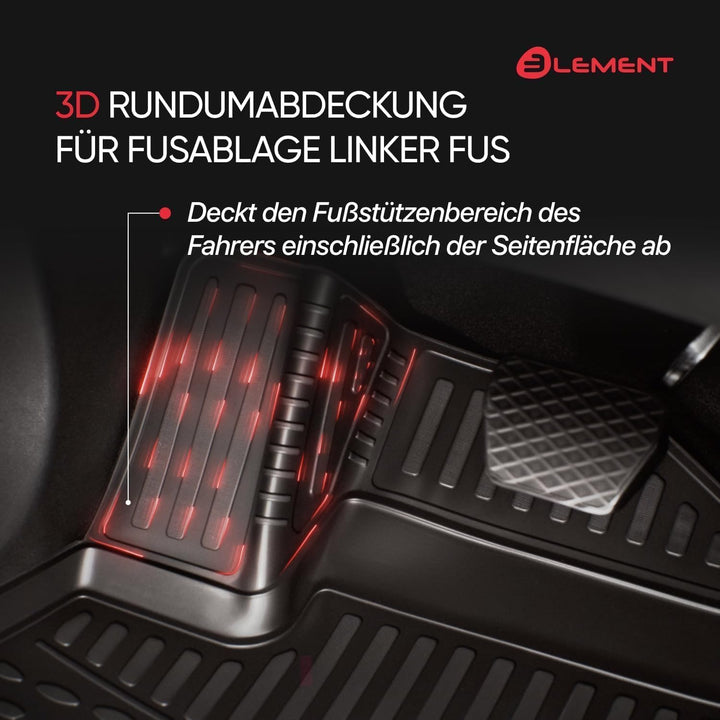 Element 3D Gummimatten Set passend für Skoda Kodiaq | Mk1 I | Baujahr 2016-2024 | Obere Ladebodenste