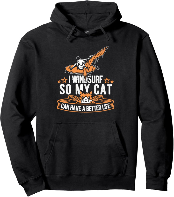 Windsurfen Katze Windsurfing Surfbrett - Windsurfer Windsurf Pullover Hoodie