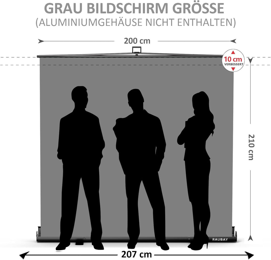 【Breiterer Stil】 RAUBAY 200x200cm Grosser zusammenklappbarer Grau Hintergrund Gray Screen, tragbarer