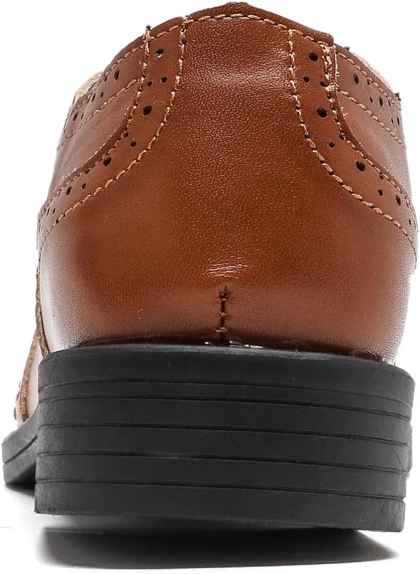 DADAWEN Jungen Schnürhalbschuhe Schule Uniformschuhe Anzugschuhe 27 EU Braun, 27 EU Braun