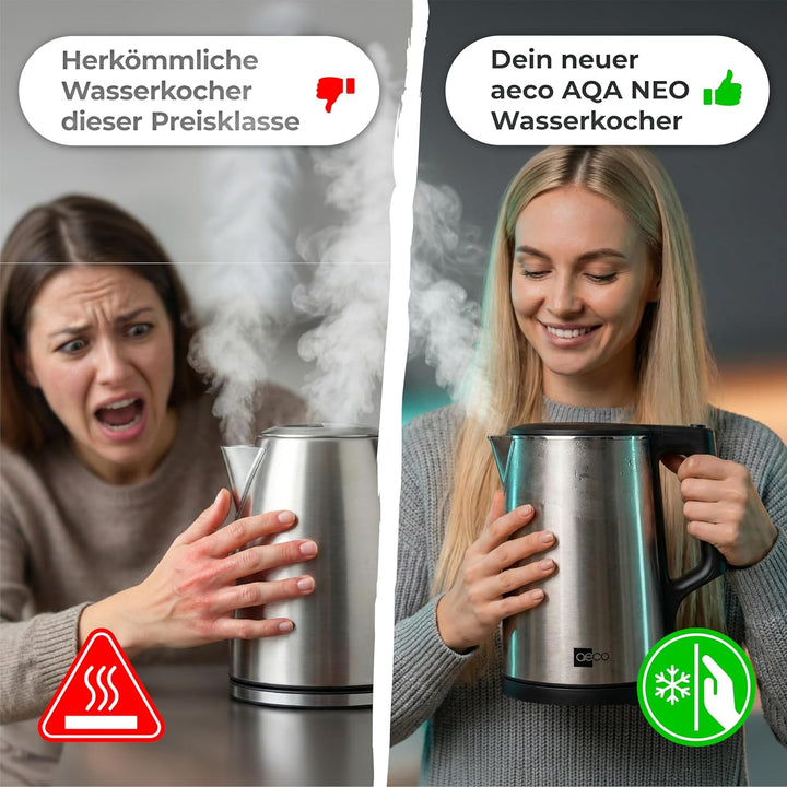 aeco AQA NEO elektrischer Wasserkocher Edelstahl Tee-Kocher Teebereiter electric kettle tea-maker bo
